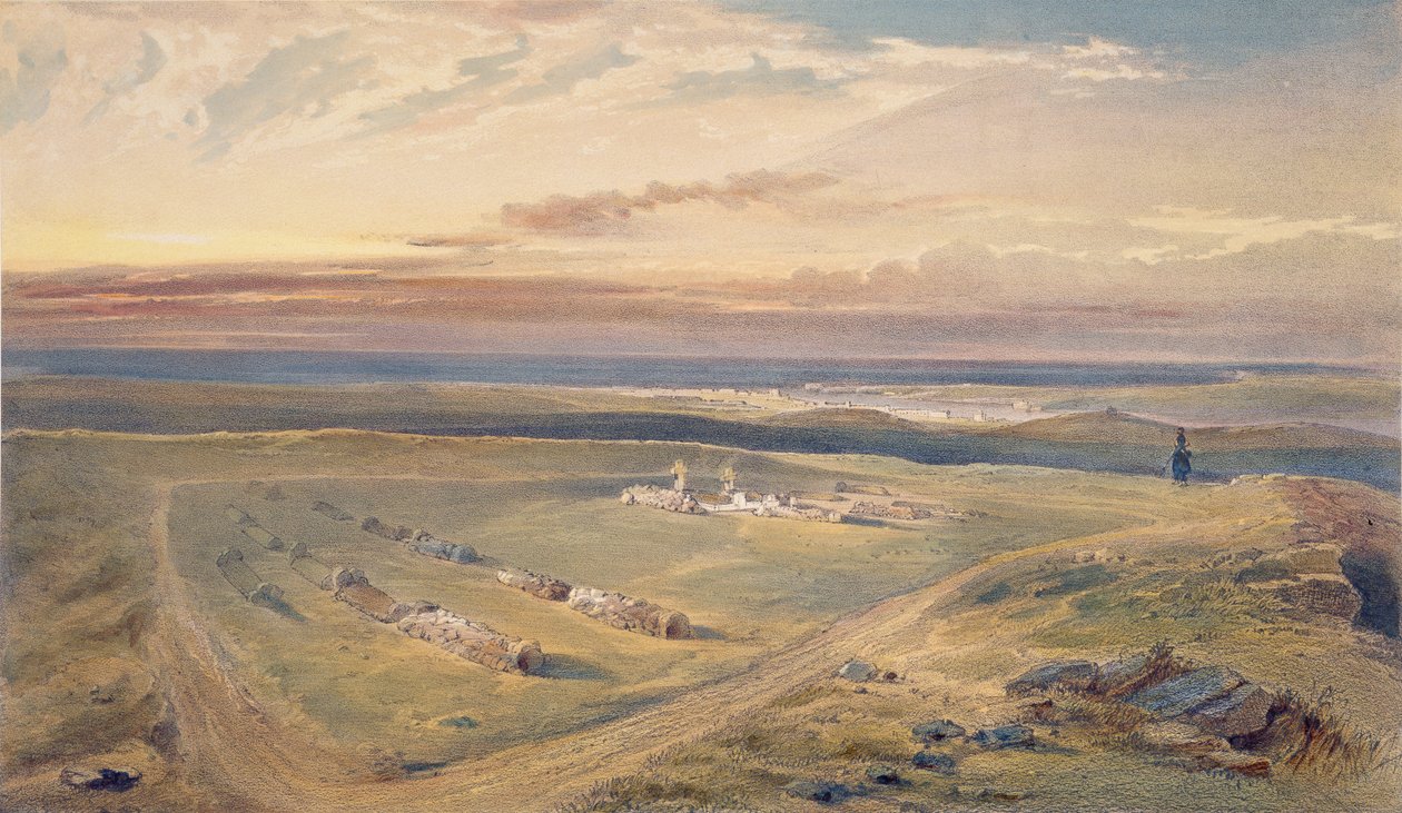 Gravarna på Cathcarts Hill, tallrik från "The Seat of War in the East", pub. av Paul und Dominic Colnaghi und Co., 1856 av William Crimea Simpson