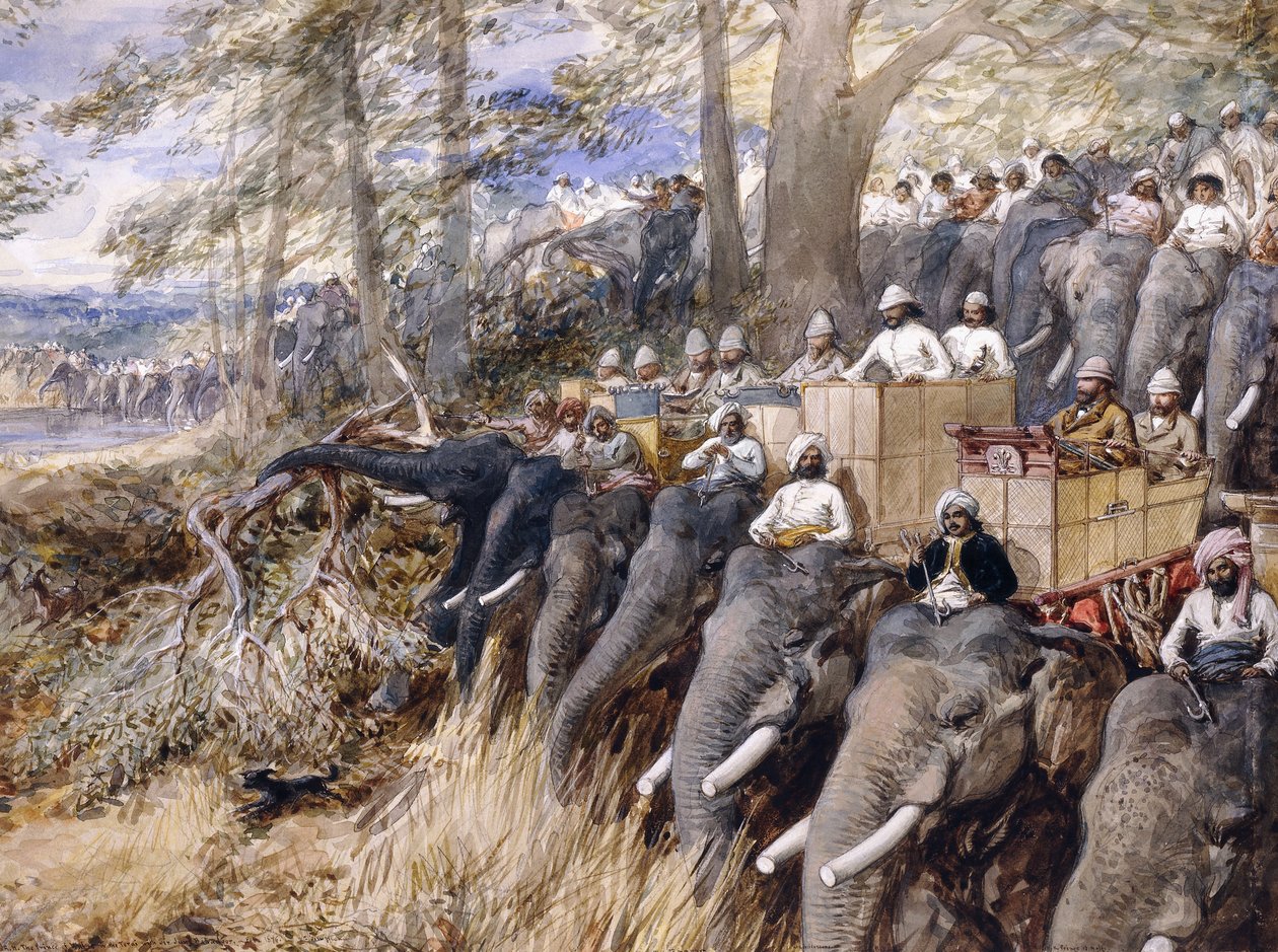 Prinsen av Wales i Terai slår djungeln med Sir Jung Bahadur Rana, 1876 av William Crimea Simpson