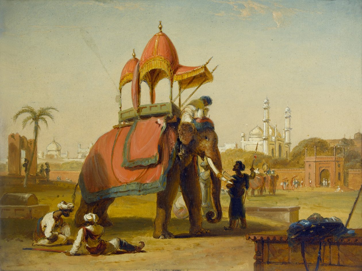 A Caparisoned Elephant - Scene nära Delhi (A Scene in the East Indies), 1832 av William Daniell