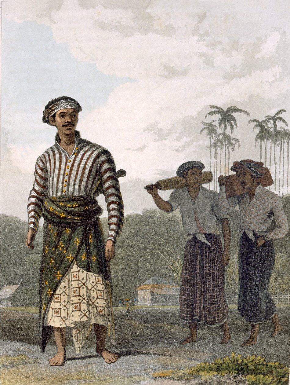 En Madurese av rangen av Mantu, tallrik 7 från Vol I av "The History of Java" av Thomas Stamford Raffles (1781-1826), pub. 1817 (akvatint) av William Daniell