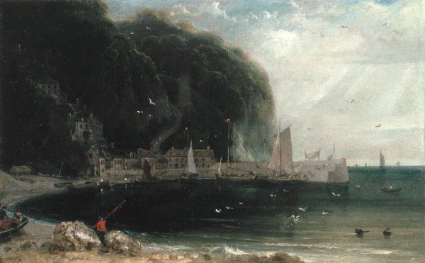Clovelly i Bristolkanalen, ca 1813 (olja på duk) av William Daniell