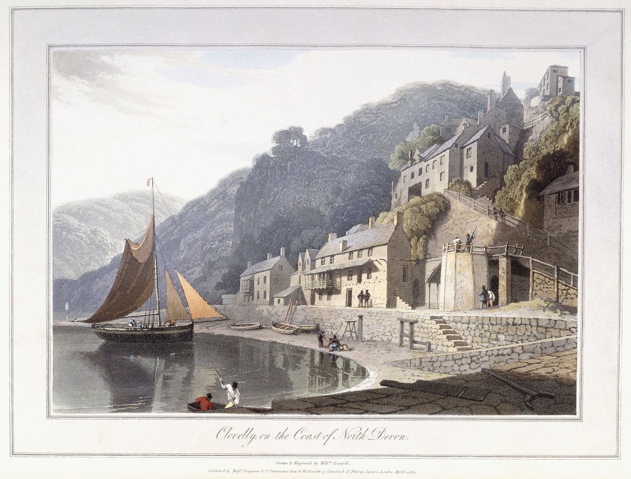 Clovelly, vid kusten i North Devon av William Daniell