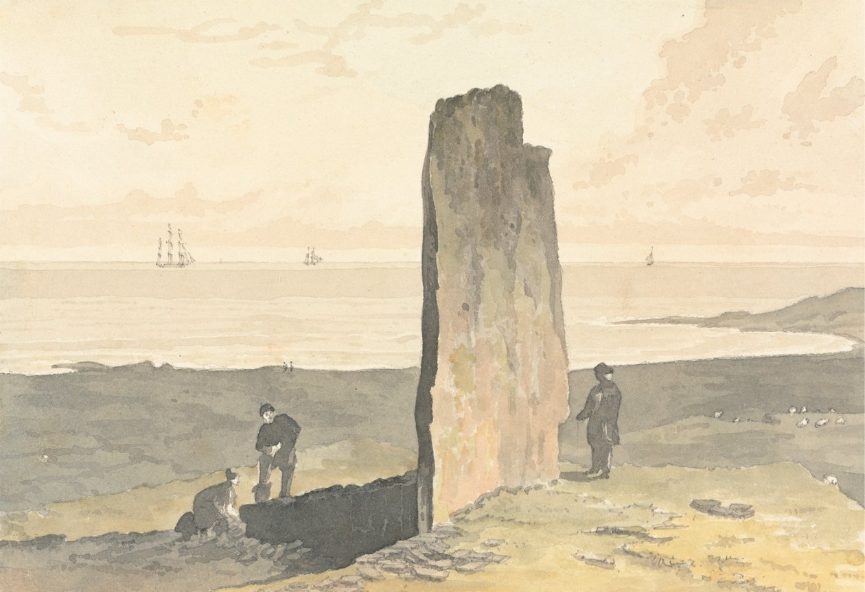 Druidisk sten vid Strather, nära Barvas, Isle of Lewis av William Daniell