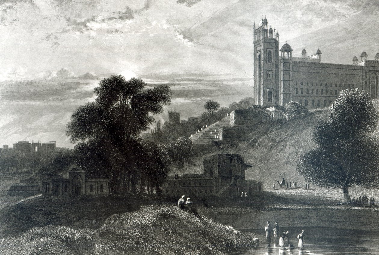Fatehpur Sikri nära Agra, graverad av R. Brandard (gravyr) av William Daniell