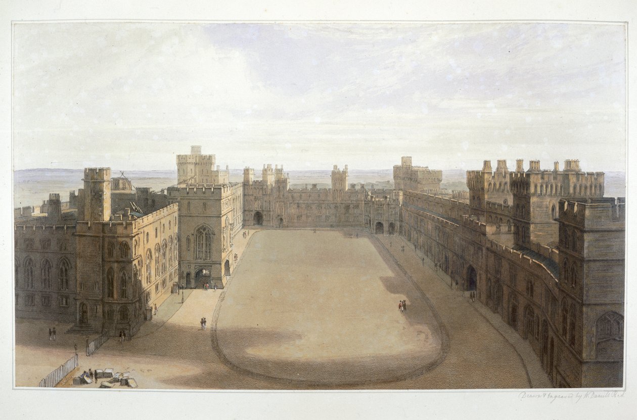 "Titta på fyrkanten vid Windsor", c1825-1830 av William Daniell