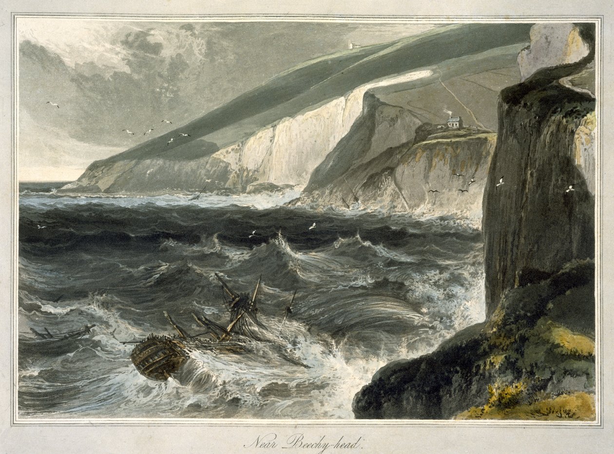 Nära Beachy Head, från "A Voyage Around Great Britain Undertaken between the Years 1814 and 1825" publicerad 1823 (akvatint) av William Daniell