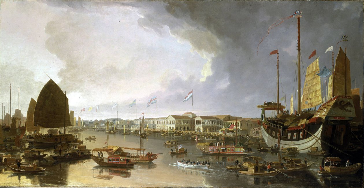 Översikt över europeiska fabriker i Kanton (Kina), med beskrivningar av navigering på Guangdongfloden (eller Pärlfloden) och ett brett utbud av båtar av William Daniell
