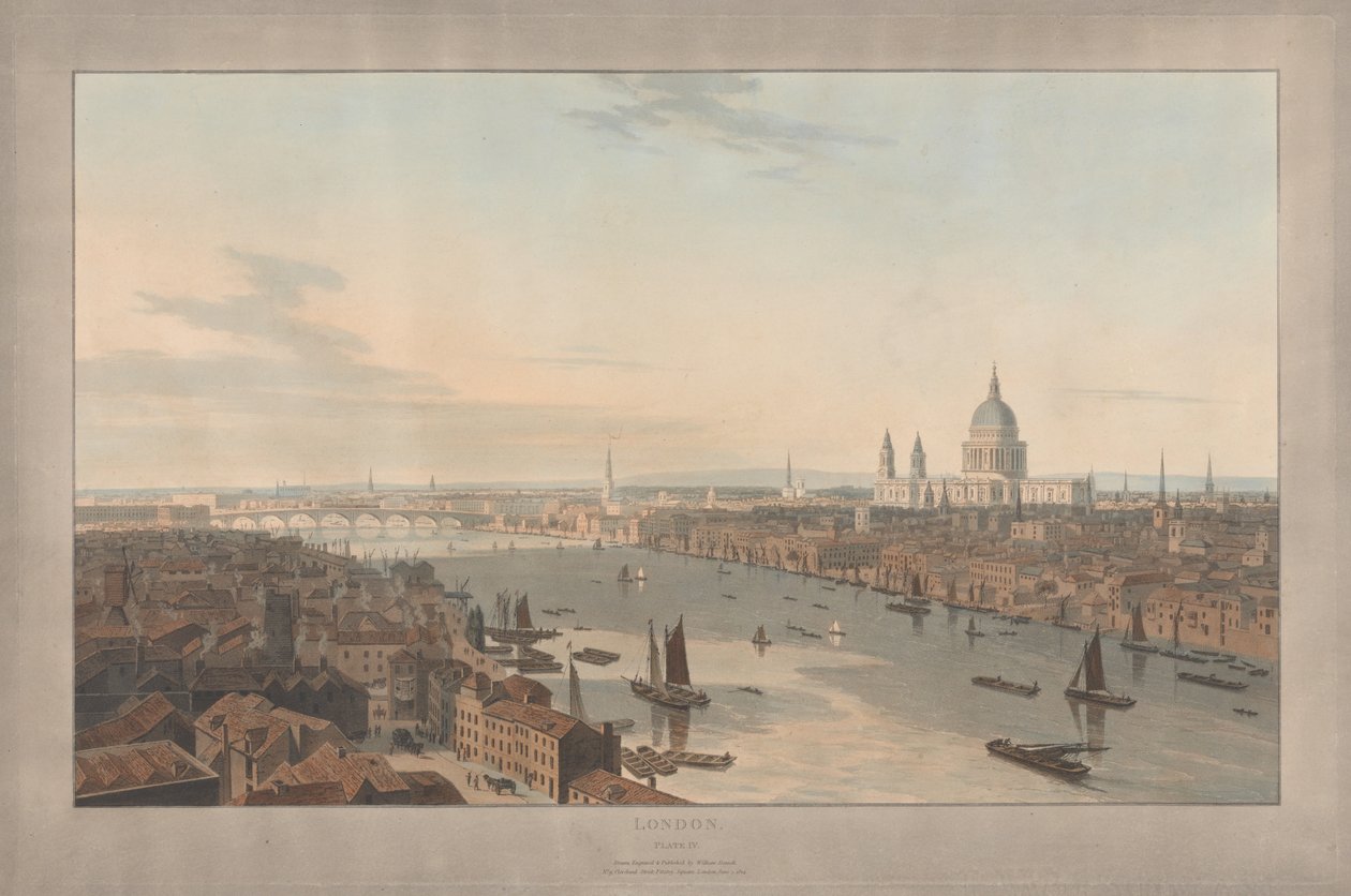 Bild IV: London, St. Paul’s och Blackfriars Bridge sedda från Southwark av William Daniell