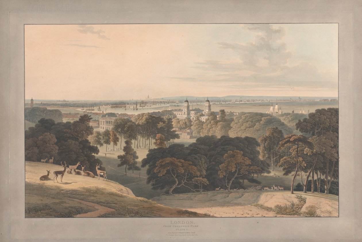 Plansch I: London från Greenwich Park av William Daniell