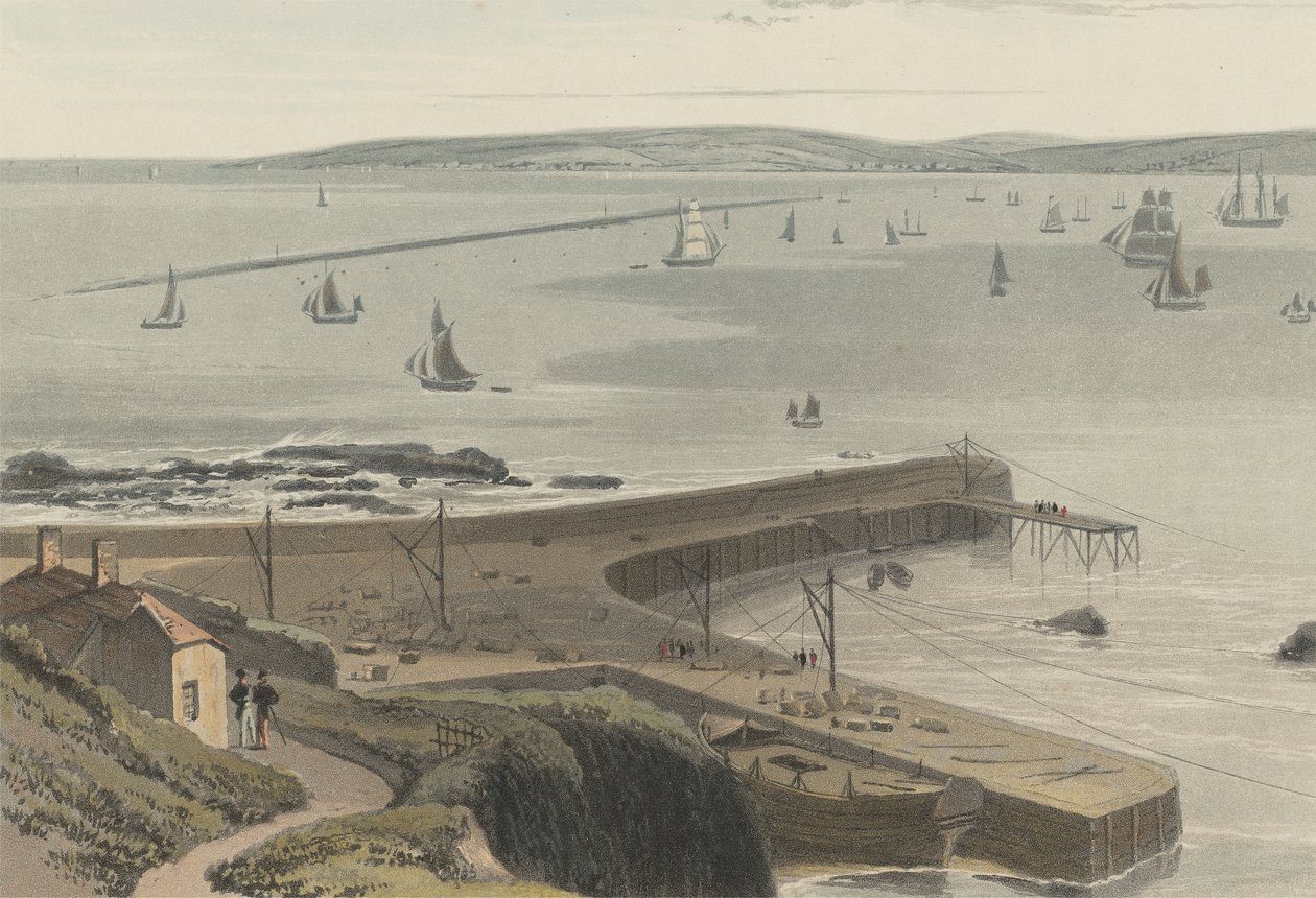 Kaj vid Straddon Point nära Plymouth av William Daniell