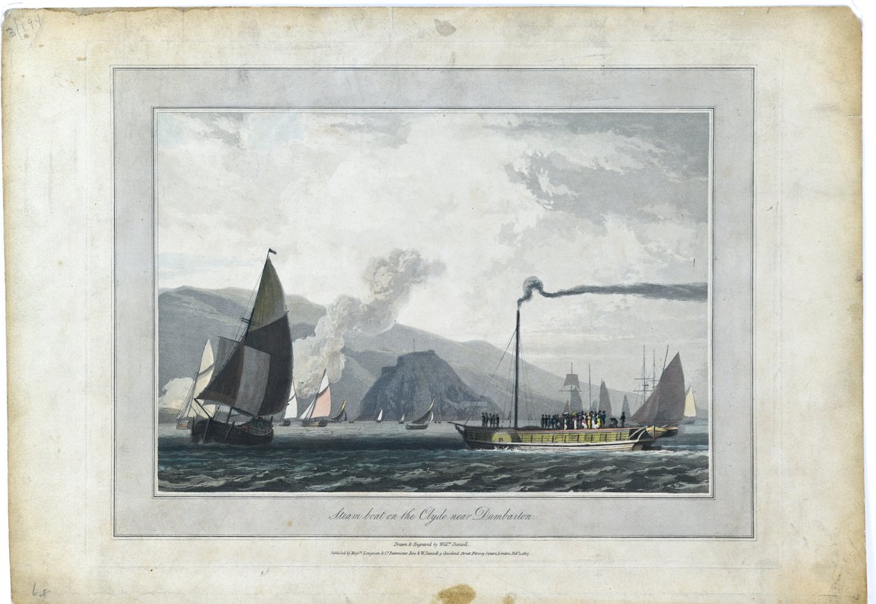 Ångbåt på Clyde nära Dumbarton av William Daniell
