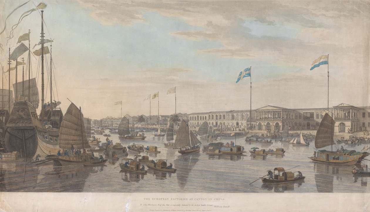 De europeiska handelsstationerna i Kanton i Kina av William Daniell