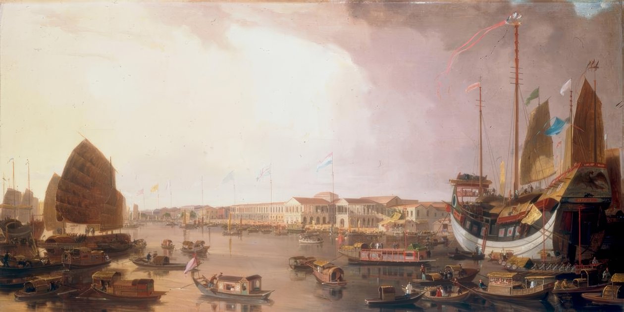 De europeiska fabrikerna i Kanton i Kina av William Daniell