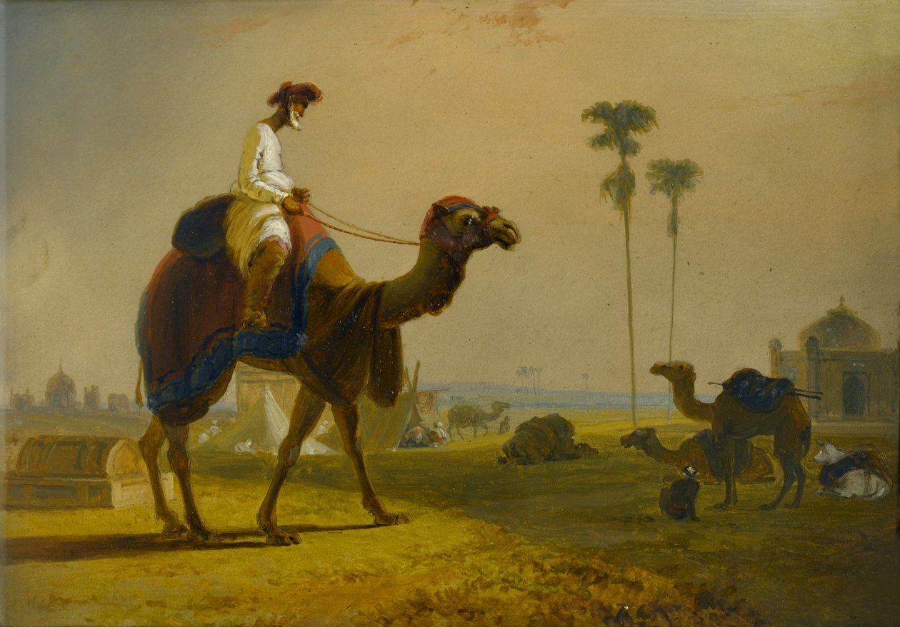 Kamelen från Hirkarrah (En scen i Ostindien), 1832 av William Daniell