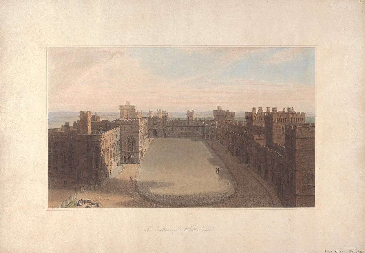 The Quadrangle, Windsor Castle - Utsikt från Round Tower, Windsor Castle av William Daniell