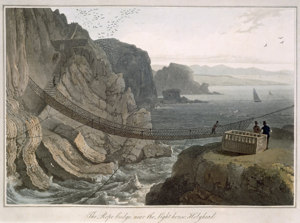 Rope Bridge nära fyren, Holyhead, från 