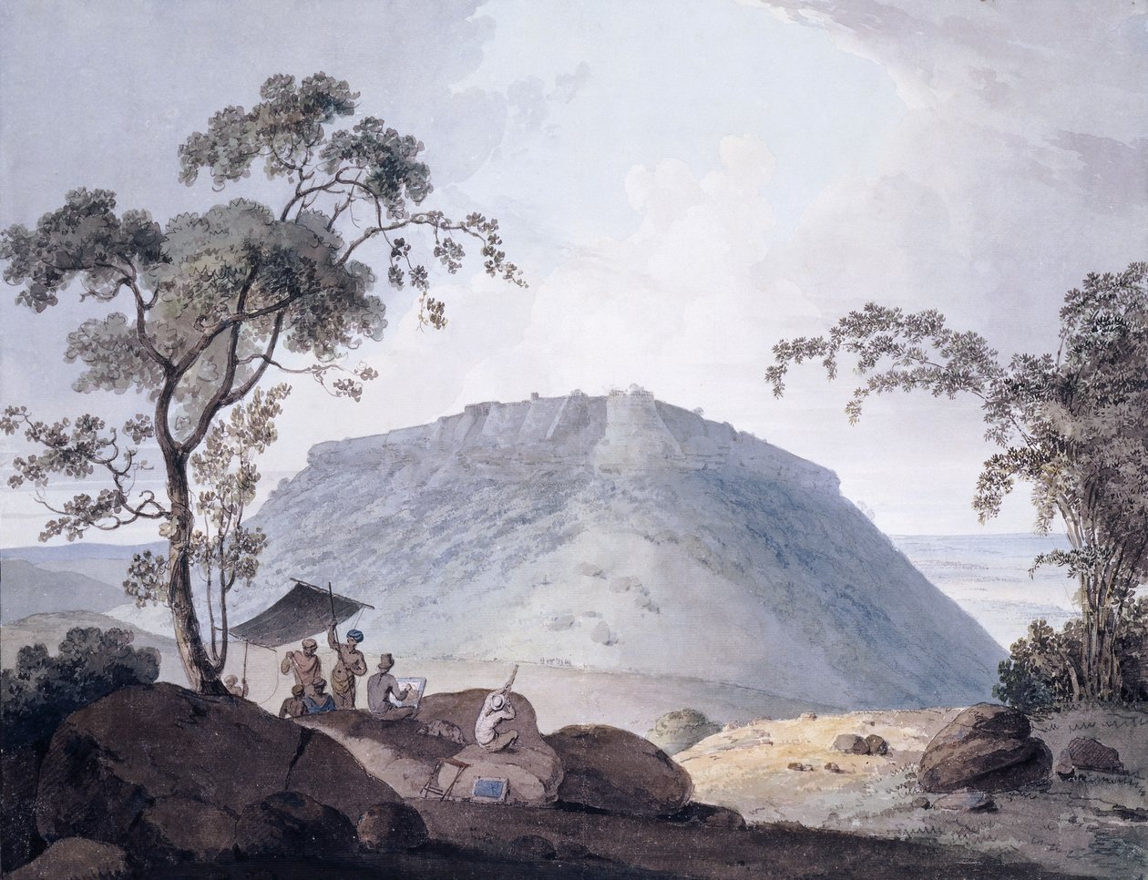 Den sydöstra utsikten över Bijaigarh, Uttar Pradesh, ca. 1790 av William Daniell