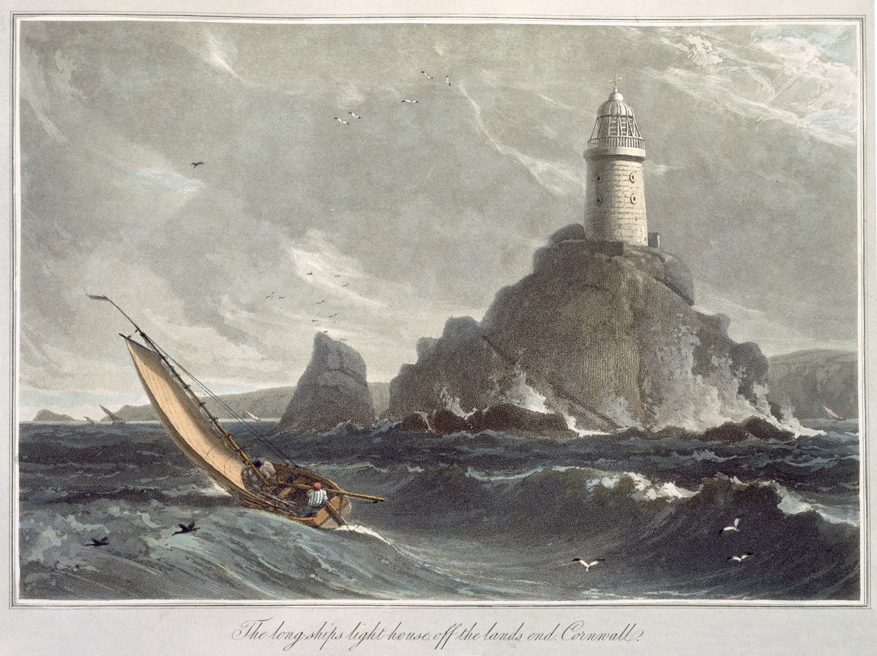 Långskeppsfyren i Lands End, Cornwall, från volym I av 