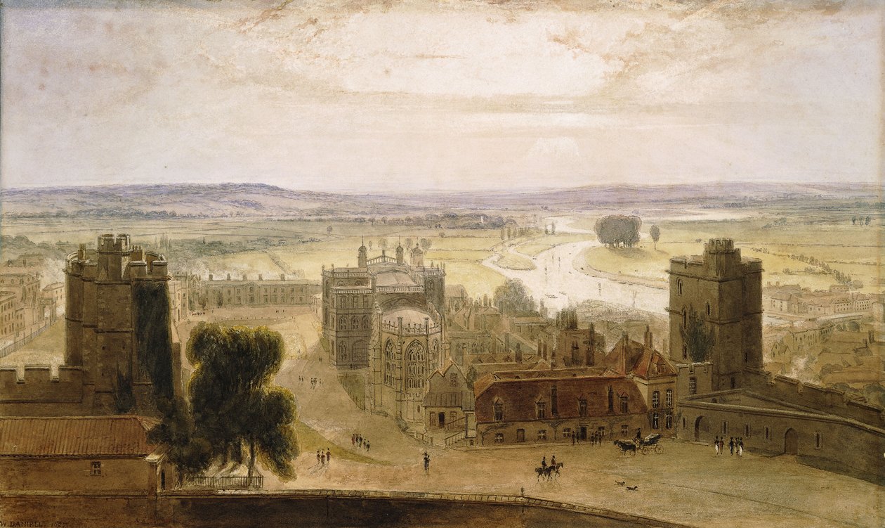 Utsikt från Round Tower, Windsor Castle, 1827 av William Daniell