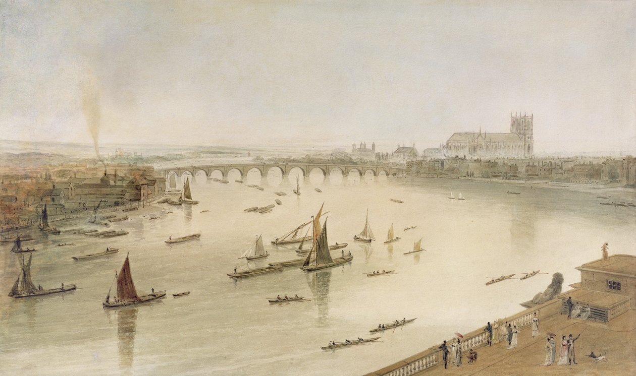 Westminster Bridge från Somerset House, 1805 av William Daniell