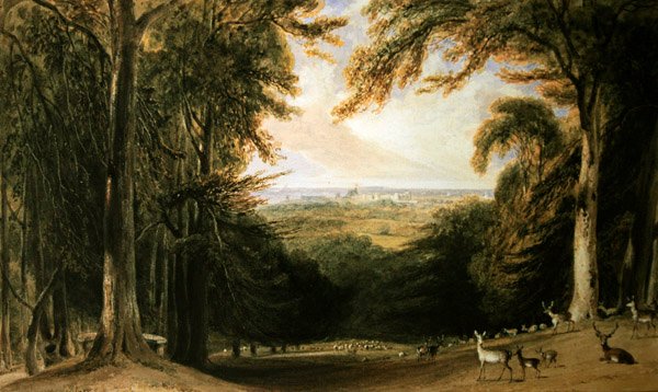 Skogbevuxen landskap, Windsor av William Daniell