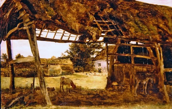Old Farm Shed (olja ombord) av William Davis