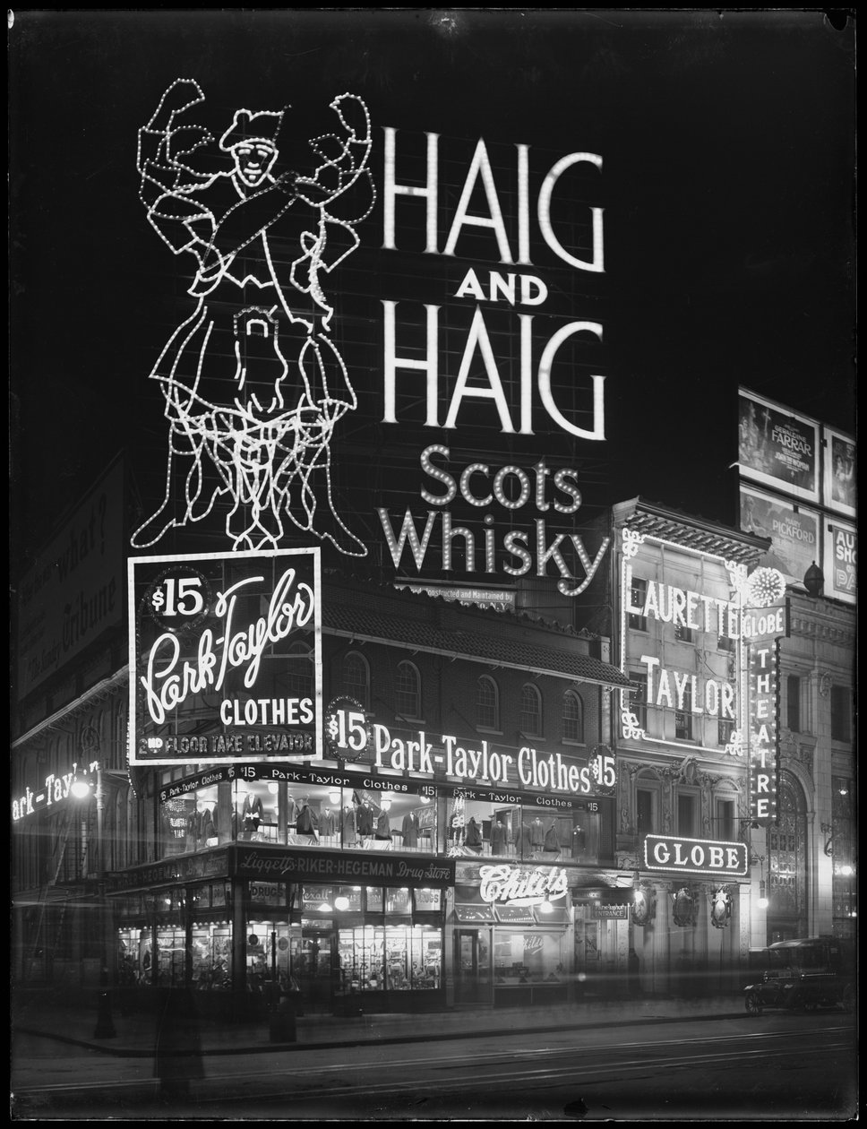 Upplyst skylt för Haig och Haig Whisky, New York City, 6 januari 1917 av William Davis Hassler