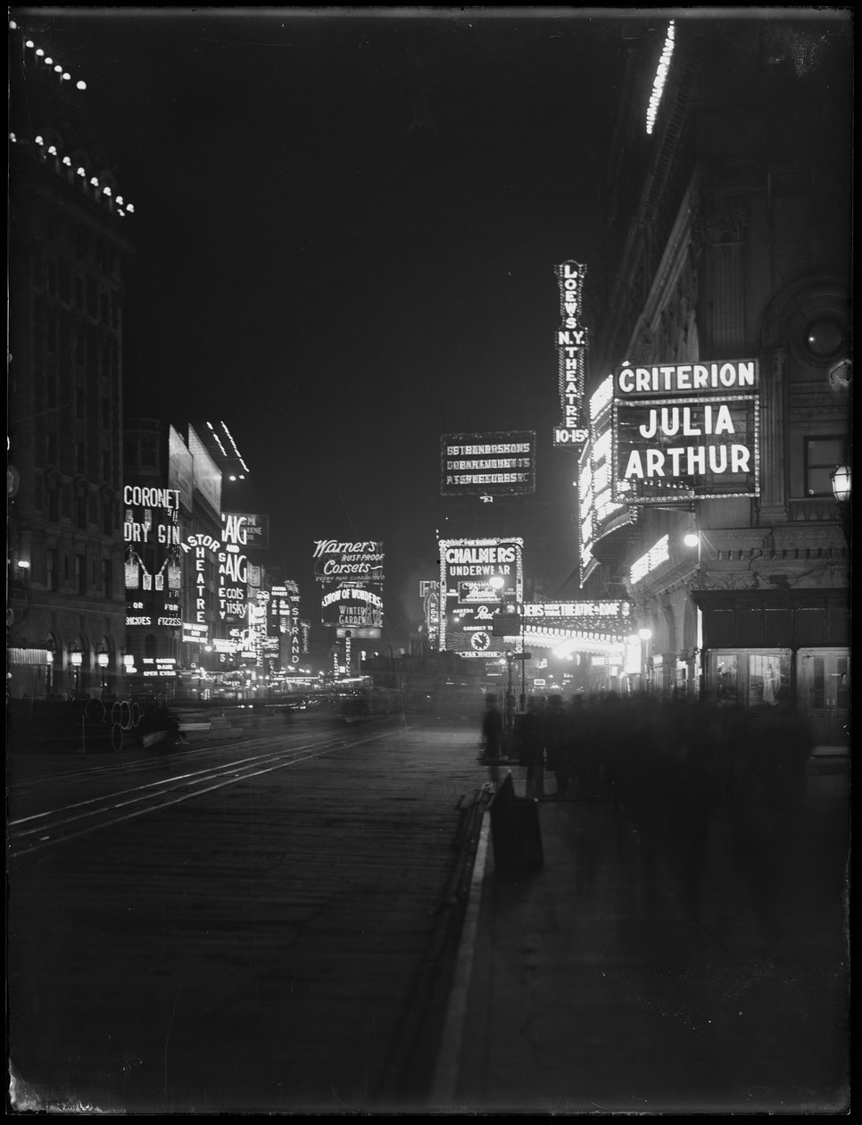 Upplysta skyltar på Times Square, New York City, 1917 av William Davis Hassler