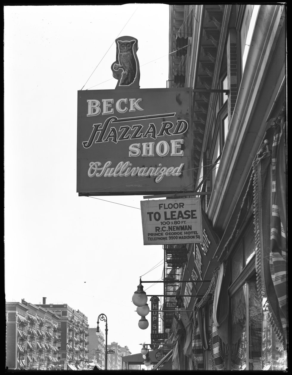 Skylt för Beck Hazzard Shoes, New York City, juli 1916 av William Davis Hassler