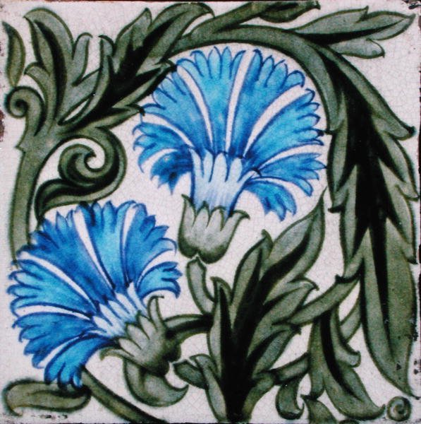 Kakel med blommönster (keramik) av William de Morgan