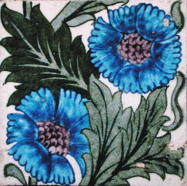 Kakel med blommönster (keramik) av William de Morgan