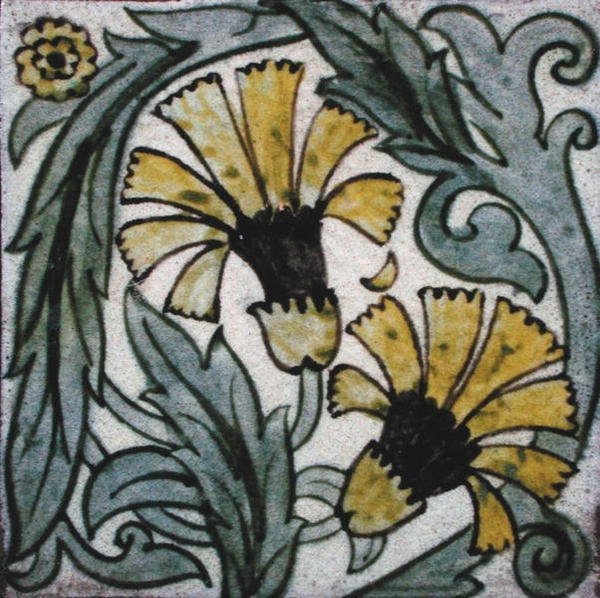 Kakel med blommönster (keramik) av William de Morgan