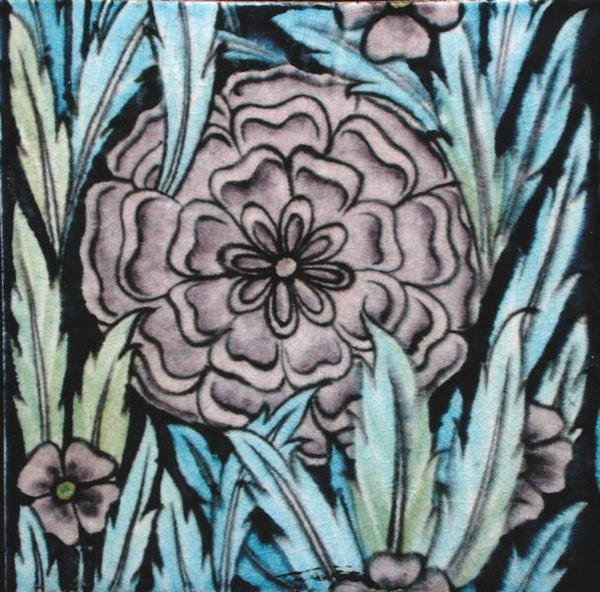 Kakel med blommönster (keramik) av William de Morgan