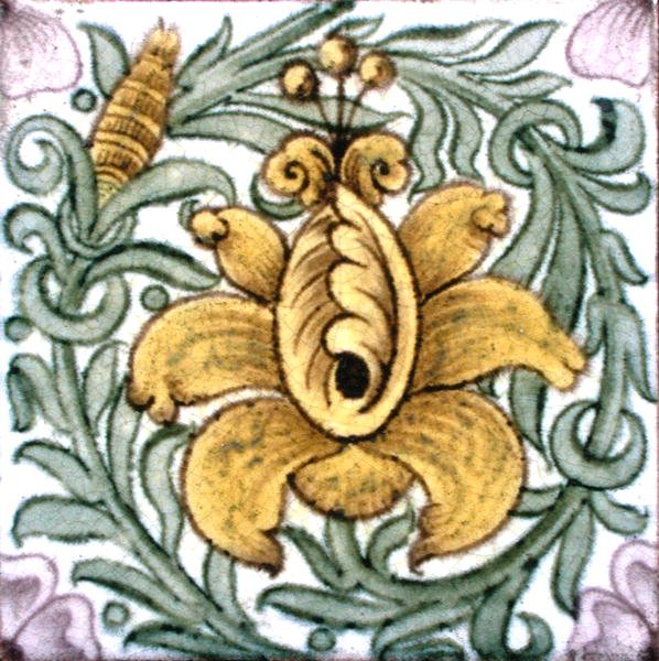 Kakel med blommönster (keramik) av William de Morgan