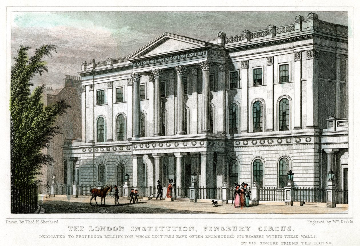 The London Institution, Finsbury Circus, London, 1827. av William Deeble
