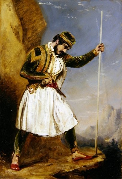 En Evzone (olja på papper) av William Derby