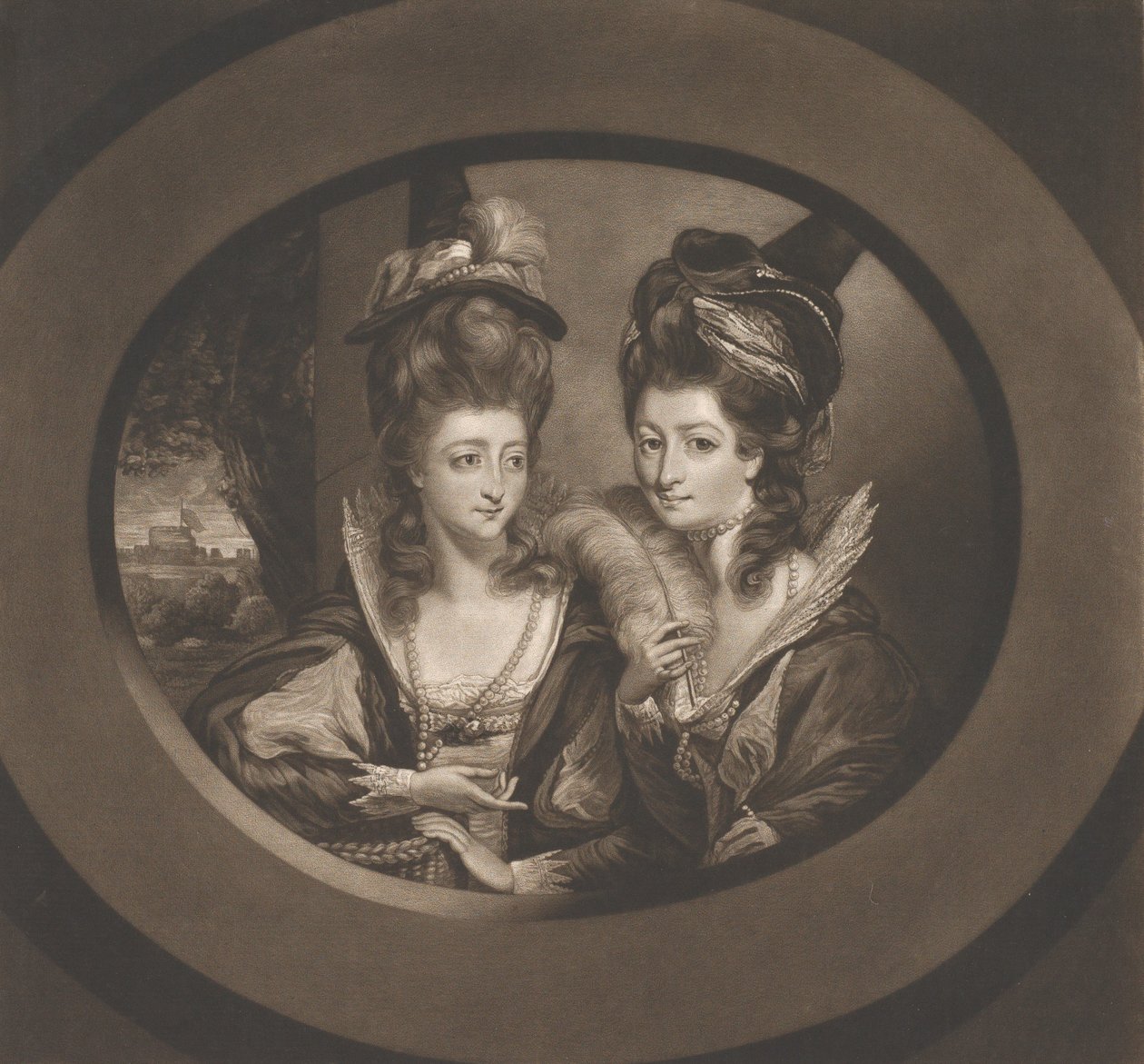 Mrs. Gwyn & Mrs. Bunbury i The Characters of The Merry Wives of Windsor, 1780.. av William Dickinson