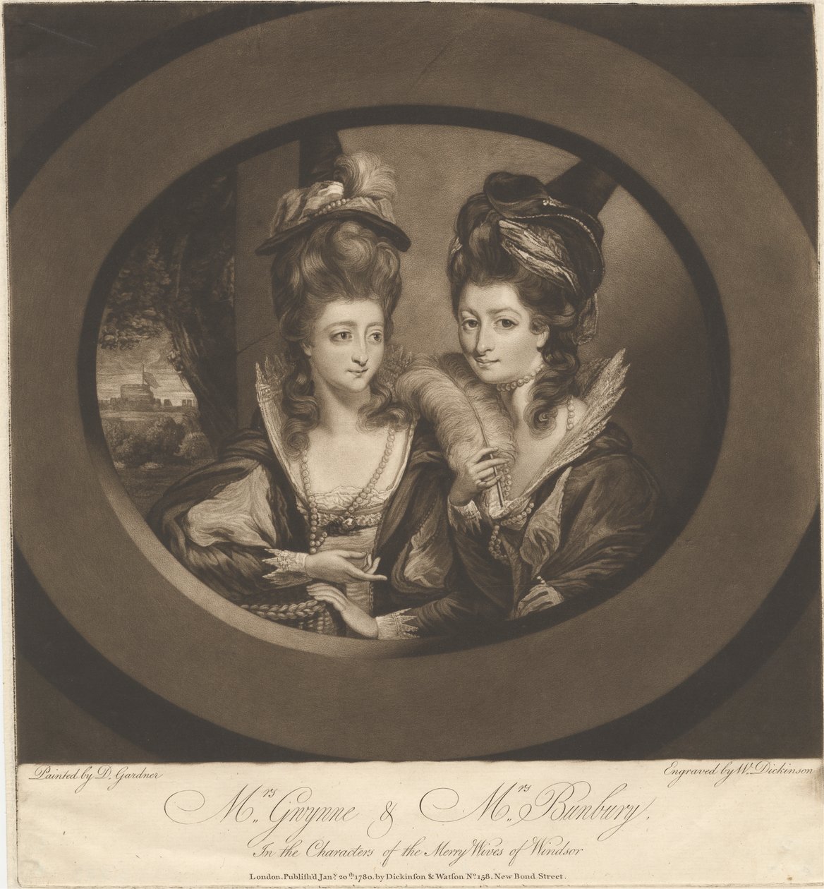 Mrs Gwynne och Mrs Bunbury i Characters of the Merry Wives of Windsor av William Dickinson
