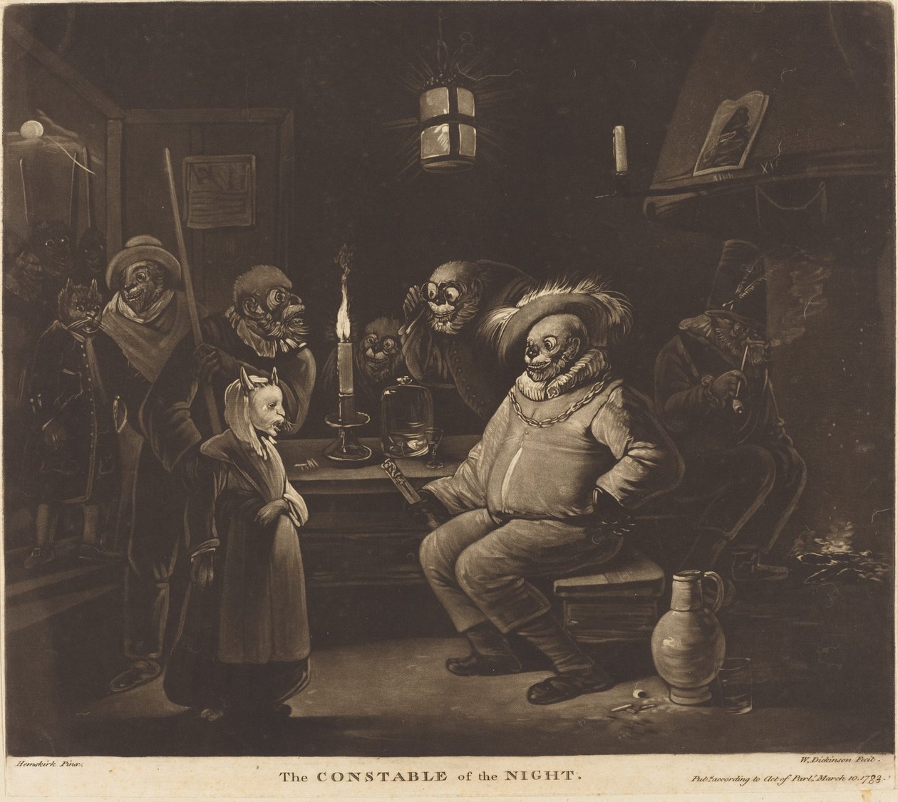 Nattens konstapel av William Dickinson after Egbert van Heemskerck