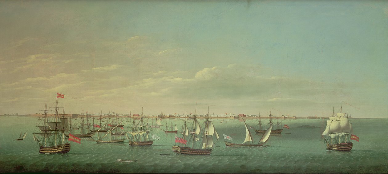 Brittiska, franska, portugisiska och spanska köpmän och krigsmän utanför Cadiz av William Dixon