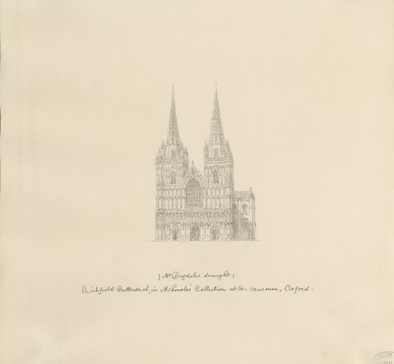 Lichfield Cathedral - West Front: pennteckning, nd [?slutet av 1600-talet] (teckning) av William Dugdale