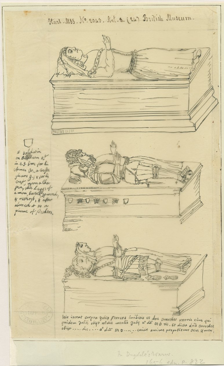 Tamworth Church - Tombs: spårning i bläck, och [?1600-talet] (teckning) av William Dugdale