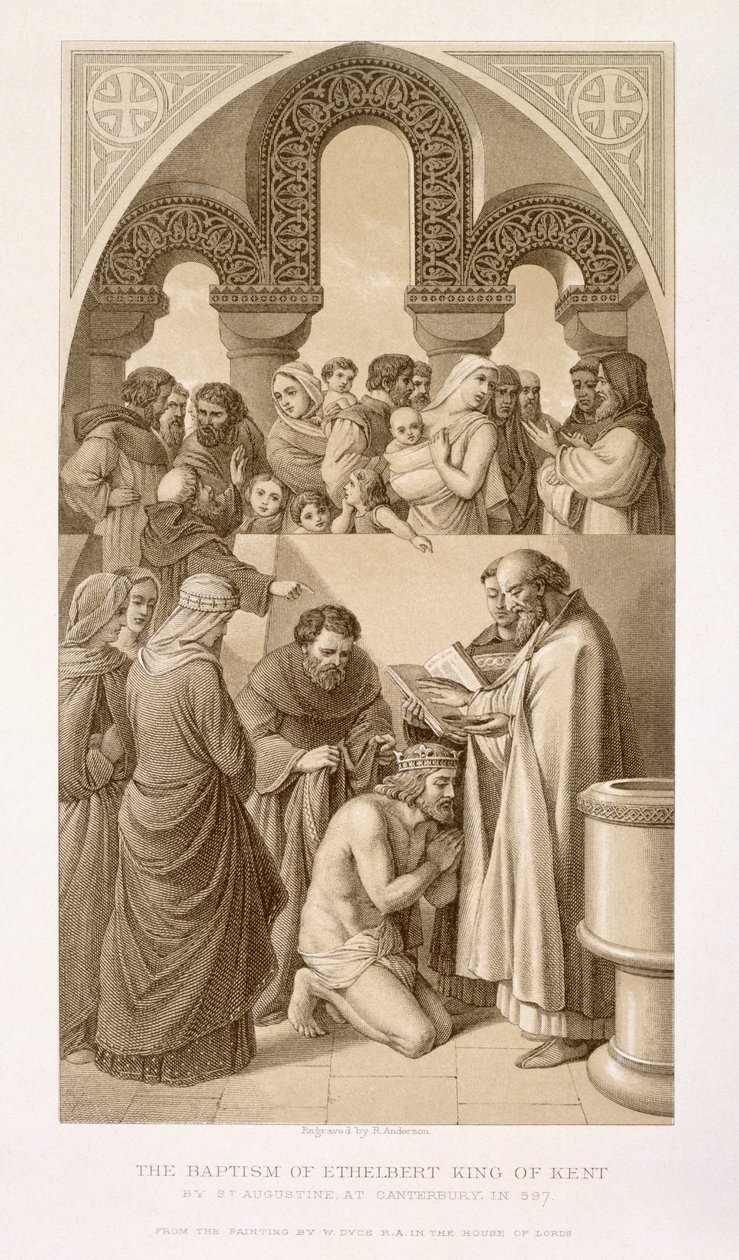 The Baptism of King Ethelbert (c.552-616) of Kent av St. Augustine i Canterbury 597, från 
