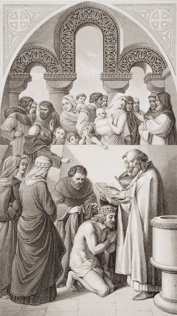 The Baptism of King Ethelbert (c.552-616) of Kent av St. Augustine i Canterbury 597, från 