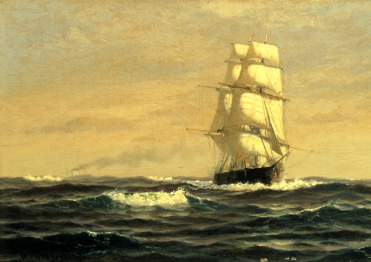Segelfartyg utanför kusten i Maine, 1876. av William E. Norton
