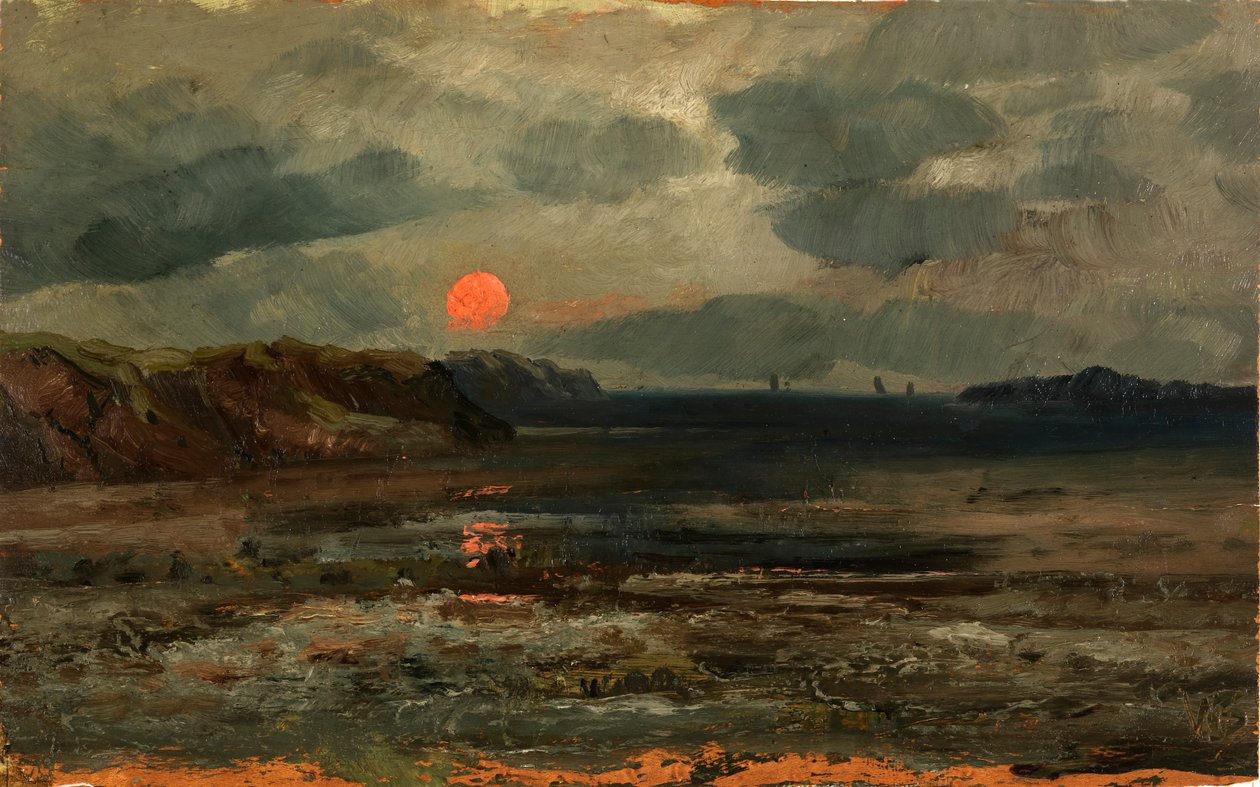 Soluppgång över fiskevatten--Maine, ca. 1880. av William E. Norton