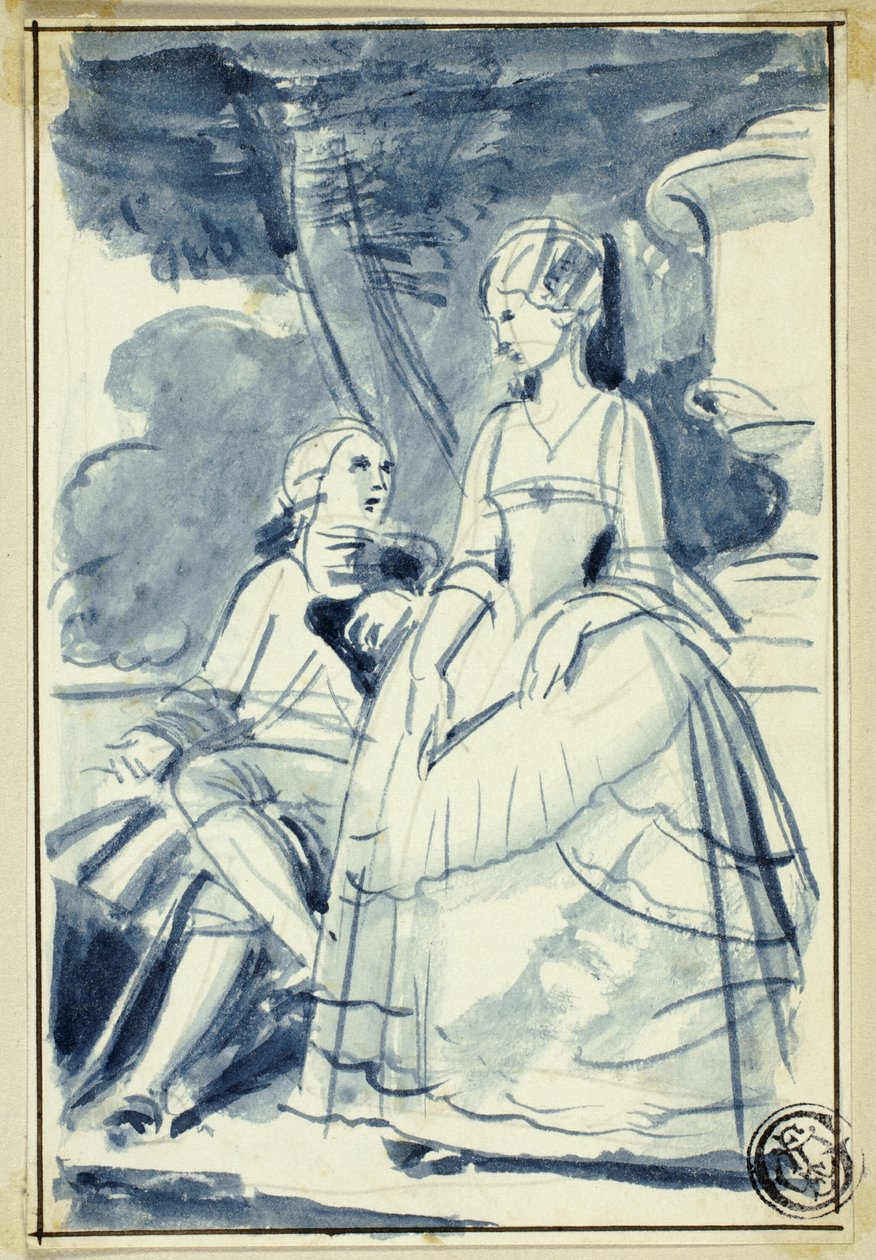 Man och kvinna i 1700-talsklänning av William Edward Frost