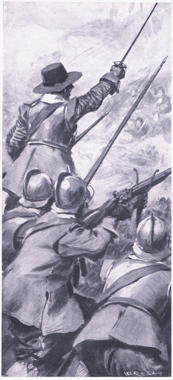 The Lowlanders at the Battle of Killiecrankie, illustration från British Battles on Land and Sea, 1915 av William Edward Stott