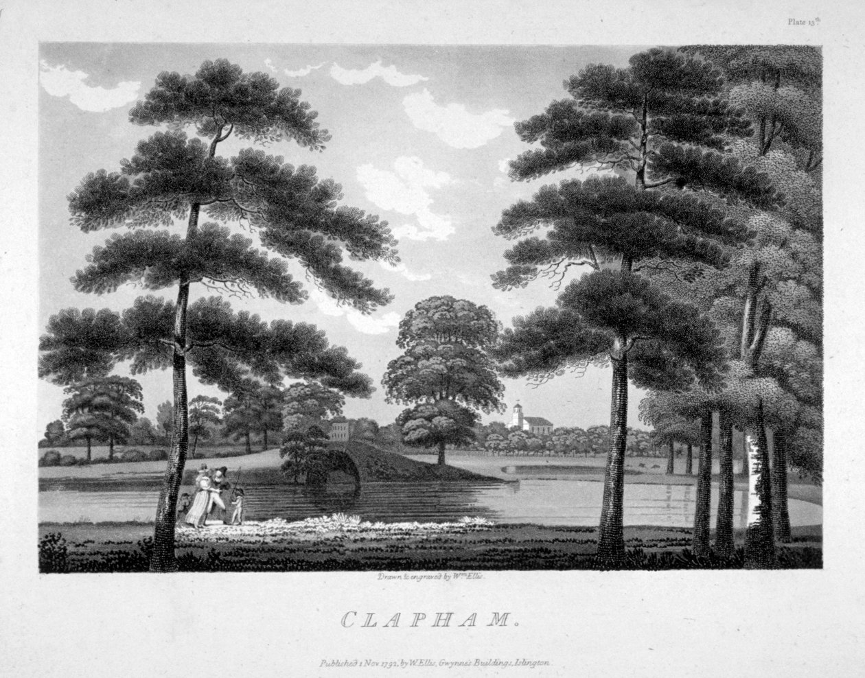 Utsikt över Clapham, London, 1792 av William Ellis
