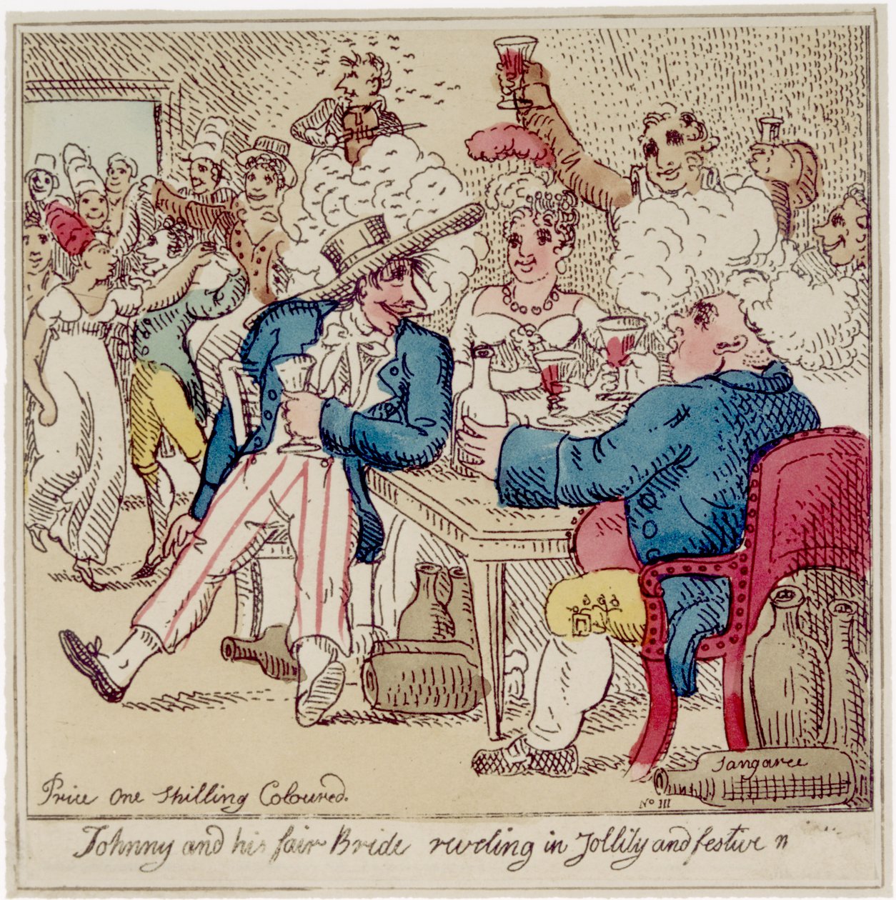 Johnny and his Fair Bride Reveling in Jollity and Festive, från "The Adventures of Johnny Newcome", publicerad 1812 (etsning med wc) av William Elmes